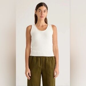 Quince 100% Cotton Waffle Cropped Sweater Tank In Ivory Size Large Like New